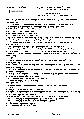 Đề thi chọn học sinh giỏi tỉnh Nghệ An lớp 11 cấp thpt năm học 2015  2016 môn thi Hóa học - Bảng A